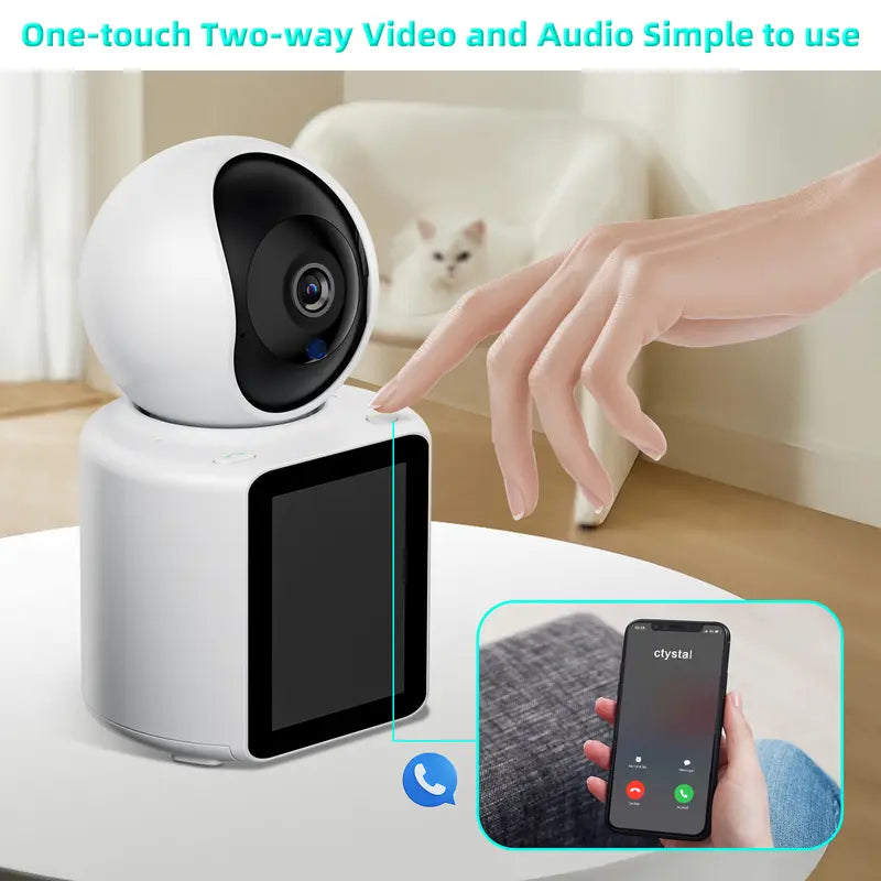 2K Video Call Security Camera Indoor, Nanny Camera Monitor Pet Camera,Phone Two-Way Video,One-Touch Call,360-Degree View Wifi Camera for Home Security, Motion Tracking, IR Night Vision Indoor Camera