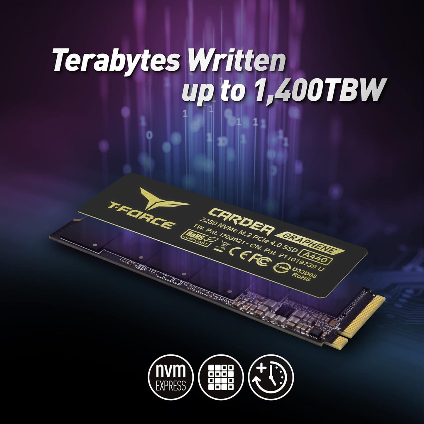 T-FORCE CARDEA A440 Graphene & Aluminum Heatsink 2TB DRAM SLC Cache 3D NAND TLC Nvme Phison E18 Pcie Gen4X4 M.2 2280 Internal SSD Works with PS5 Read/Write 7,000/6,900 Mb/S TM8FPZ002T0C327