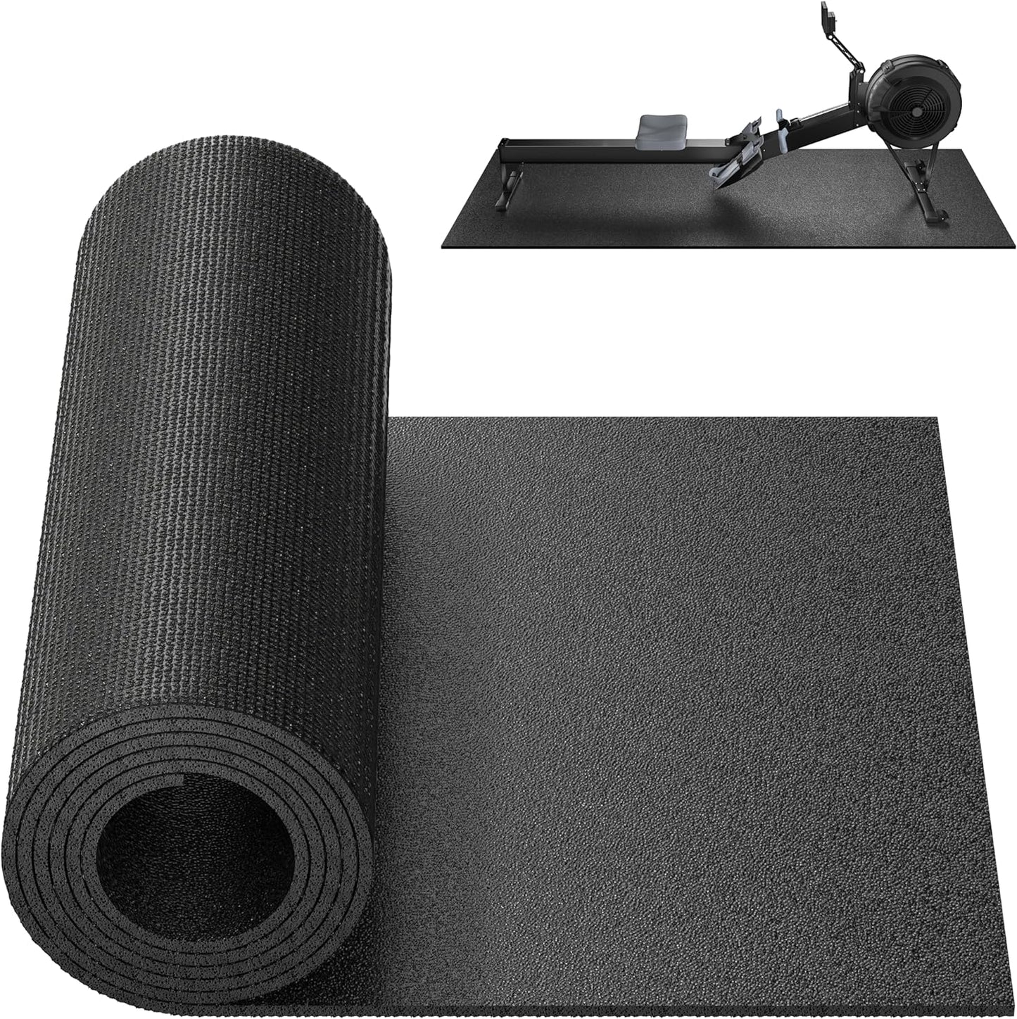 Bike Trainer Mat Compatible with Peloton Bike, for Treadmill & Row, THK 6Mm, under Mat Protect Hardwood Floor Carpet, Trainer Accessory for Indoor Stationary Exercise Bike