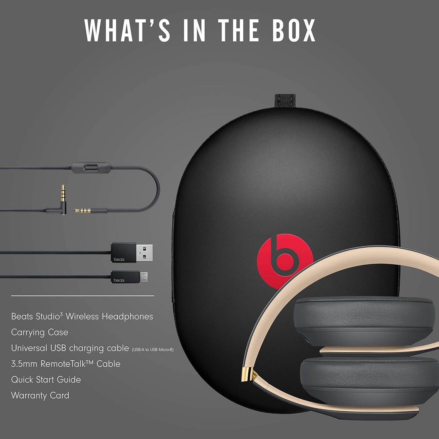 Studio3 Wireless Noise Cancelling Over-Ear Headphones - Apple W1 Headphone Chip, Class 1 Bluetooth, 22 Hours of Listening Time, Built-In Microphone - Shadow Gray