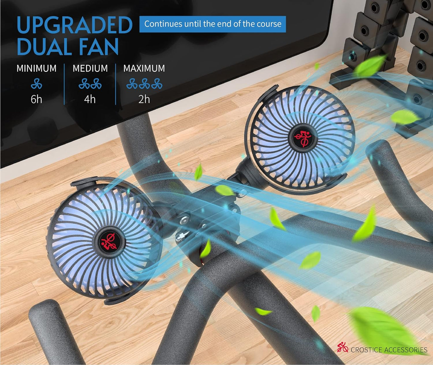 Dual Fan Compatible with Peloton Bike & Bike Plus, Upgraded Fan, Adjustable 3 Speed, Accessories for Home Gym
