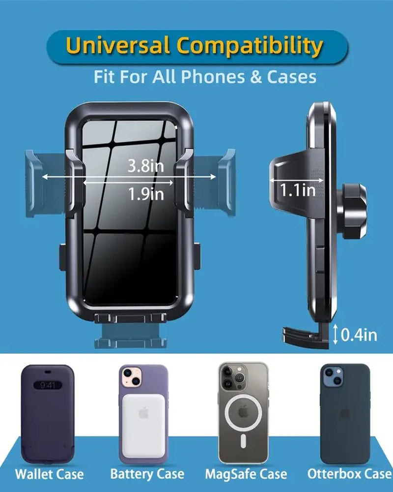 Phone Mount for Car Phone Holder Mount for Dashboard Windshield Vent, Military Grade Suction & Metal Hook, Handsfree Stand Cell Phone Holder Car Accessories for Iphone Phonecharger