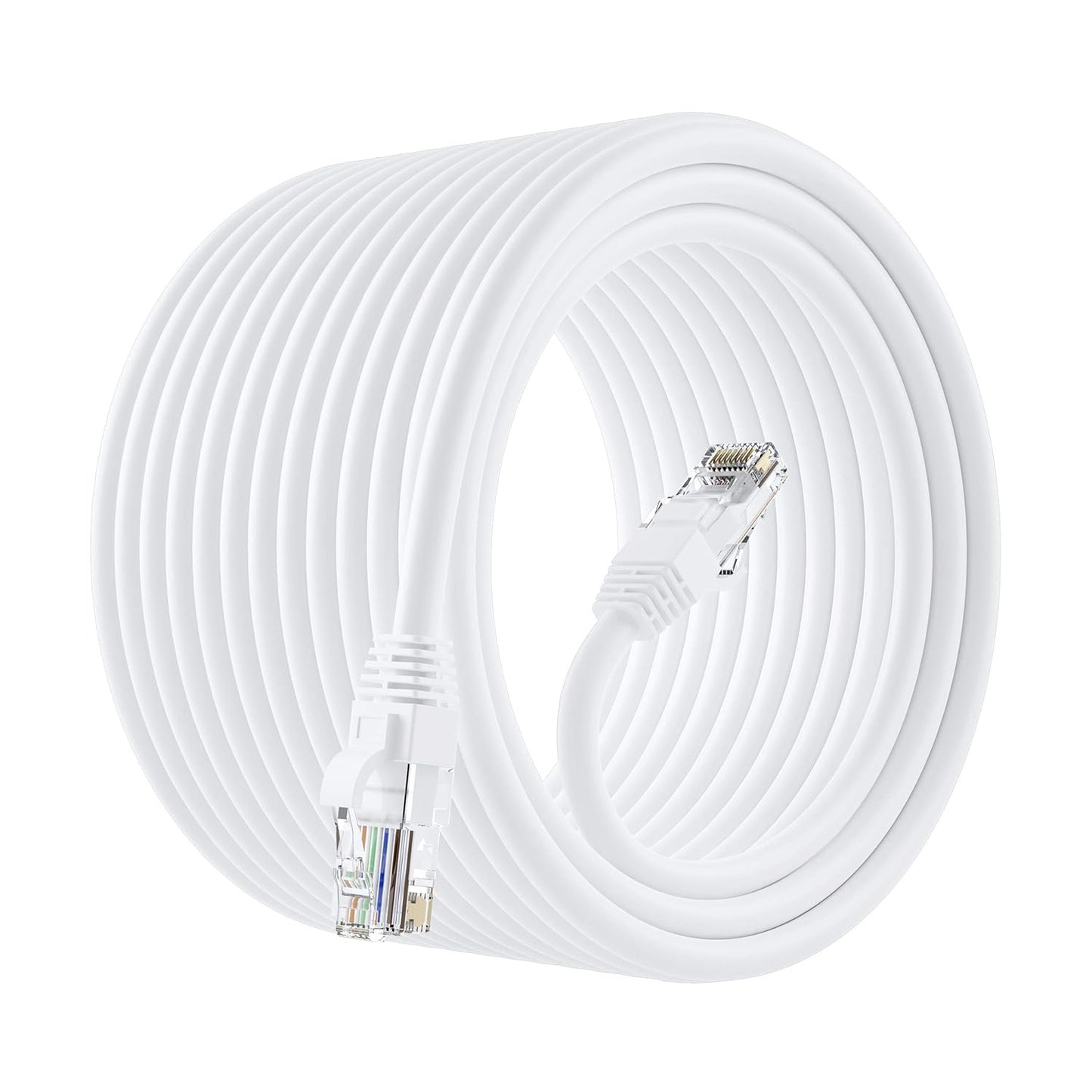 Cat 6 Ethernet Cable CCA (30 Feet) LAN Network Cord, UTP, Internet, Network Cable - Supports Cat6 / Cat5E / Cat5 Network Standard - White, 30Ft