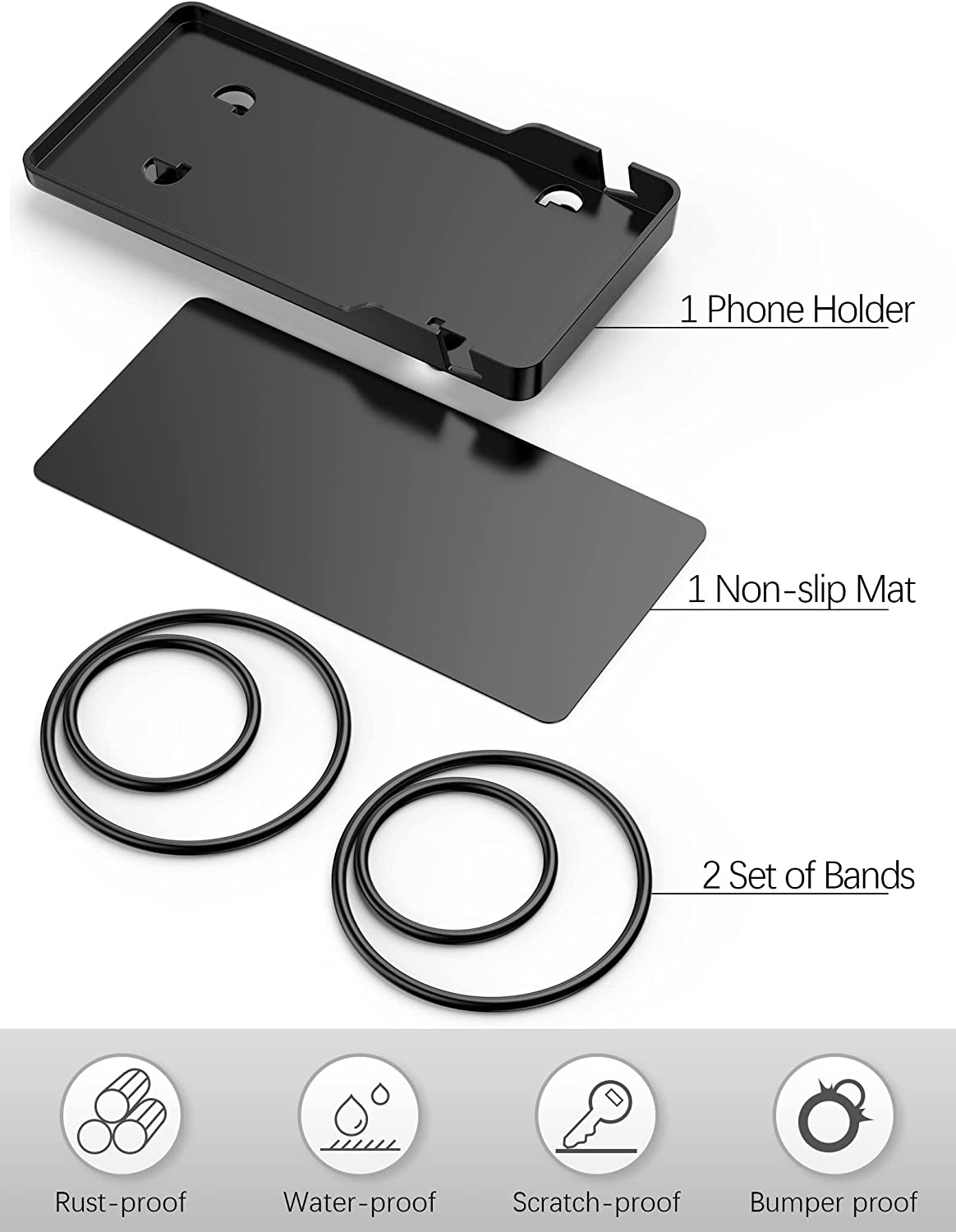 Phone Holder for Peloton Bike and Accessories, Built-In Anti-Slip Silicone Mat Mount Tray, Peloton Phone Holder for Iphone, Ipad - Easy Installation