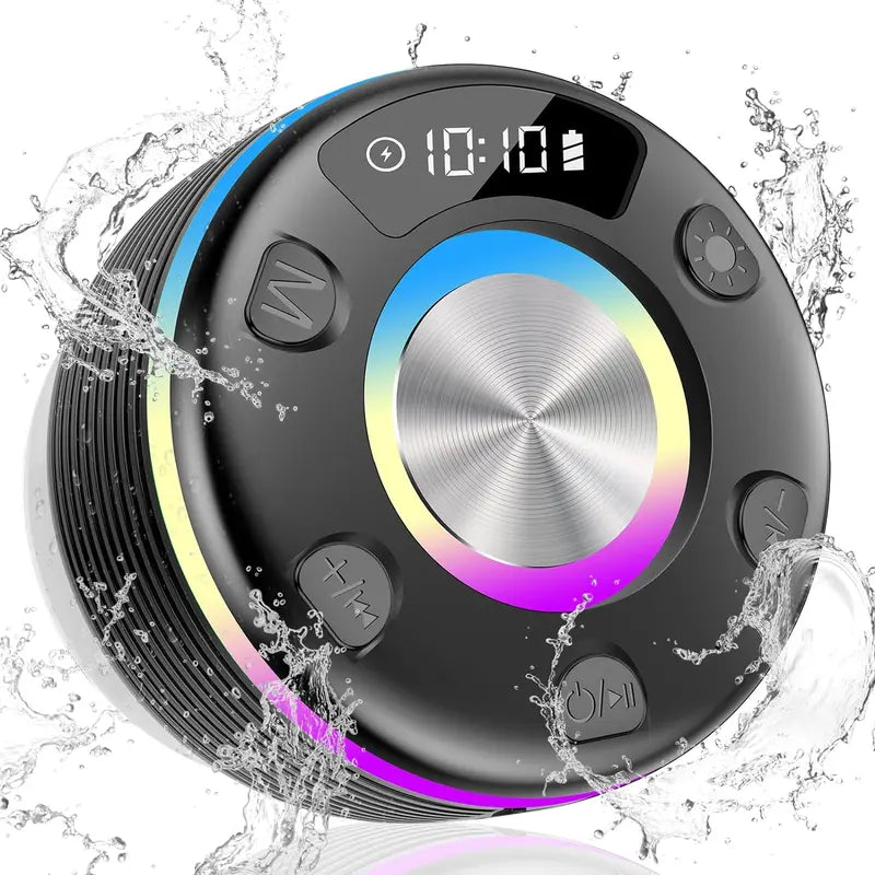 WHATOOK Portable Bluetooth Speaker 360°HD Sound,Ipx7 Waterproof,Stereo Sound, 24H Playtime,Rgb Lights,Dual Pairing,Bluetooth 5.3,FM Radio, Perfect for Kayak, Beach,Travel,Party,Shower,Outdoor,Gifts