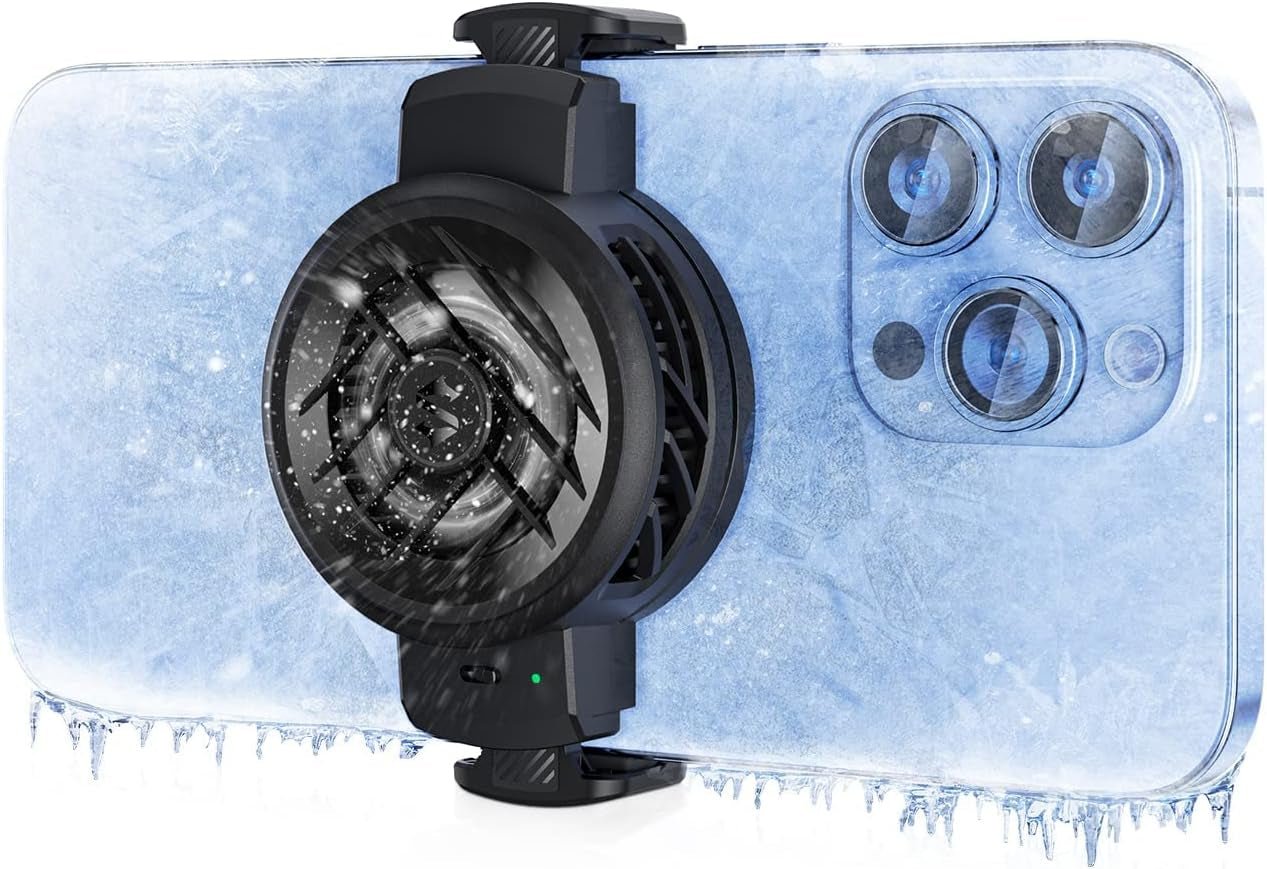 Cell Phone Cooler for Gaming Funcooler 4 Pro, 27W Mobile Phone Cooling Fan with Sleep Timer/Fan Speed Settings for 2.59-3.46 Inches Iphone/Android Heatsink, Cellphone Radiator RGB Light
