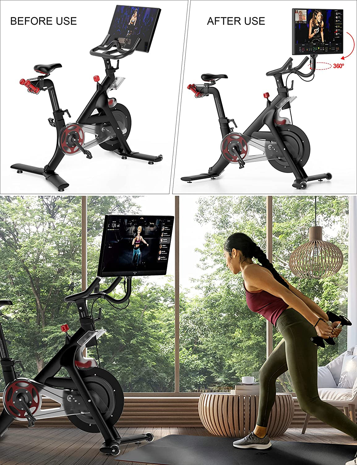360 Degree Screen Swivel Mount for Peloton Bike, Upgraded Screen Swivel for Peloton, Accessory to Turn for Peloton Bike Screens, Accessories for Peloton(Not Compatible with Peloton Bike+)