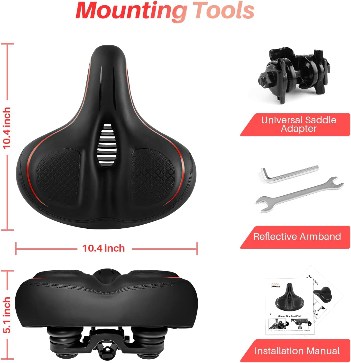 Oversized Bike Seat for Peloton Bike & Bike+, Comfort Seat Cushion Compatible with Peloton, Road or Exercise Bikes, Bicycle Wide Saddle Replacement for Men & Women, Accessories for Peloton