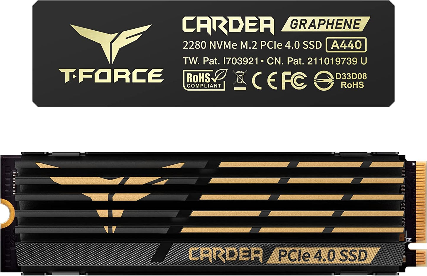 T-FORCE CARDEA A440 Graphene & Aluminum Heatsink 2TB DRAM SLC Cache 3D NAND TLC Nvme Phison E18 Pcie Gen4X4 M.2 2280 Internal SSD Works with PS5 Read/Write 7,000/6,900 Mb/S TM8FPZ002T0C327