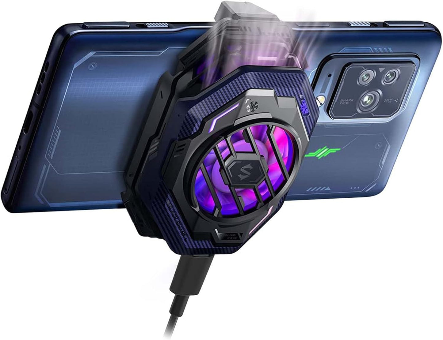 Cell Phone Cooler for Gaming Funcooler 4 Pro, 27W Mobile Phone Cooling Fan with Sleep Timer/Fan Speed Settings for 2.59-3.46 Inches Iphone/Android Heatsink, Cellphone Radiator RGB Light