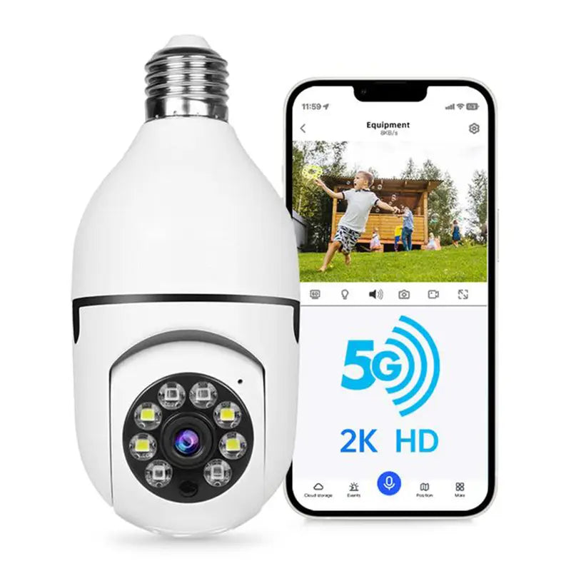 Wireless Light Bulb Security Camera, 5G&2.4Ghz Wifi, 3MP HD, Infrared Night Vision, Pan/Tilt, 2-Way Audio, Human Detection, Alexa Compatible, Micro SD, Time-Limited Offer, Back to School Gifts