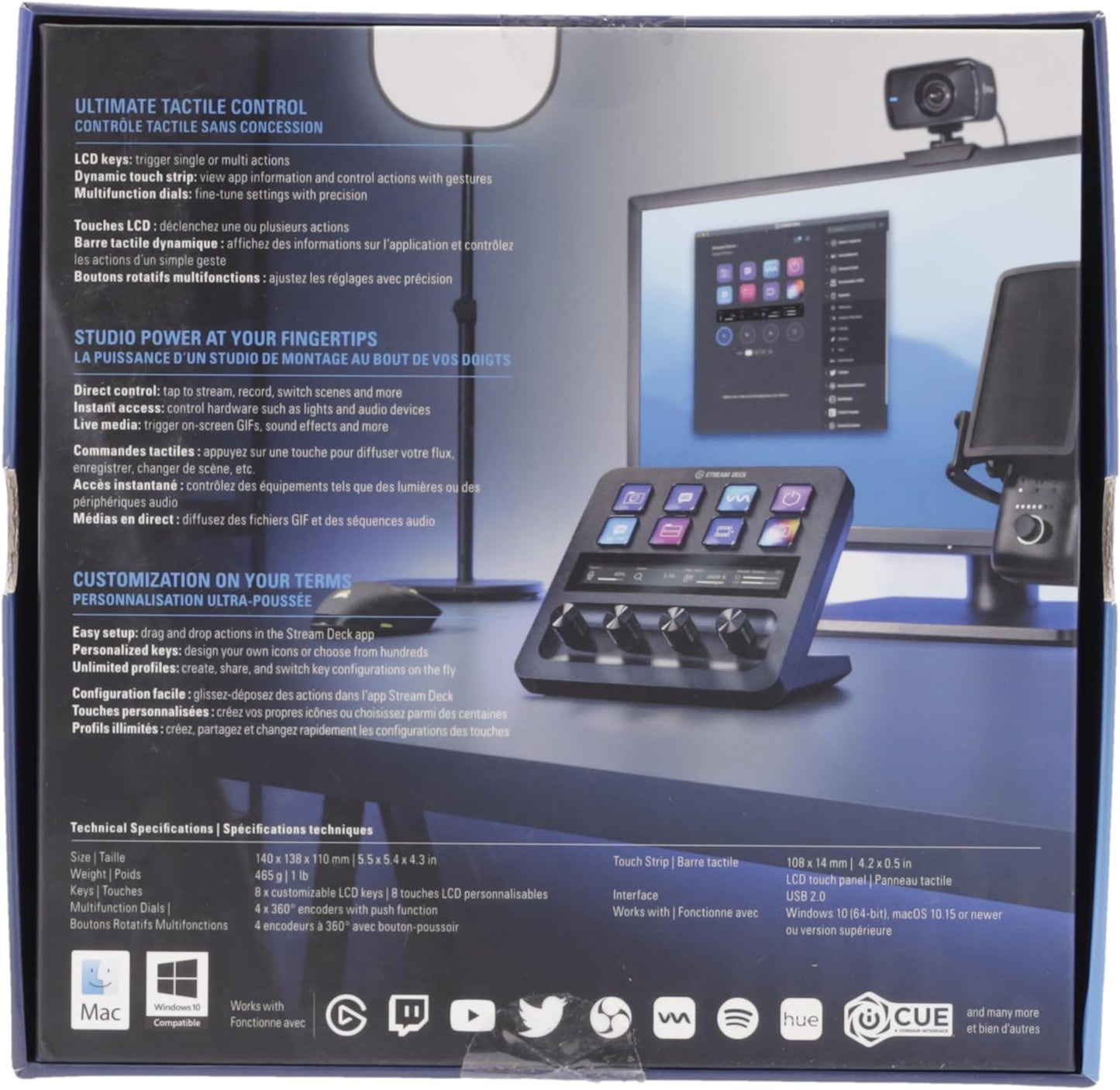 Stream Deck +, Audio Mixer, Production Console and Studio Controller for Content Creators, Streaming, Gaming, with Customizable Touch Strip Dials and LCD Keys, Works with Mac and PC