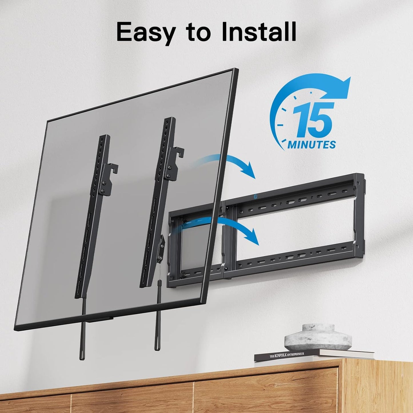 UL Listed Tilt TV Wall Mount Bracket Low Profile for Most 37-75 Inch LED LCD OLED Plasma Flat Curved Tvs, Large Tilting Mount Fits 16"-24" Wood Studs Max VESA 600X400Mm Holds up to 132Lbs