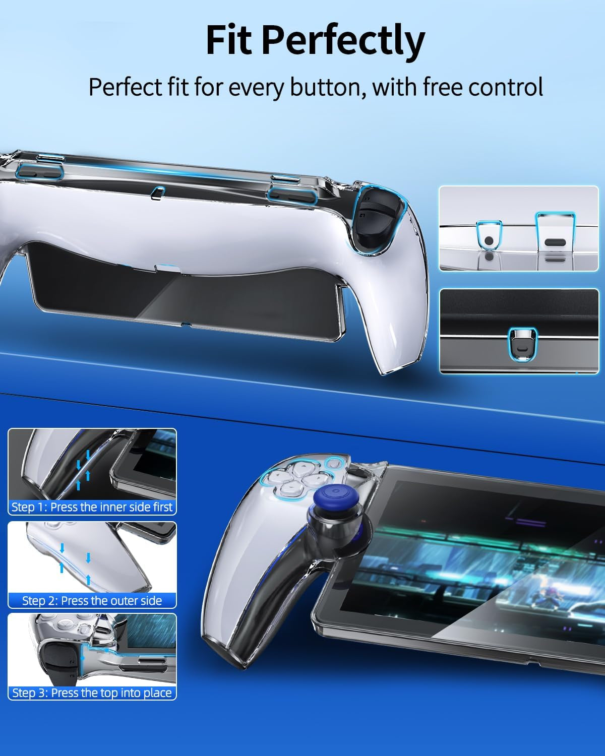 Accessories Bundle for Playstation Portal, Carrying Case and Hard PC Clear Cover Case with Tempered Glass Screen Protector, Protective Case and Hard Shell Portable Travel Handbag for Ps Portal