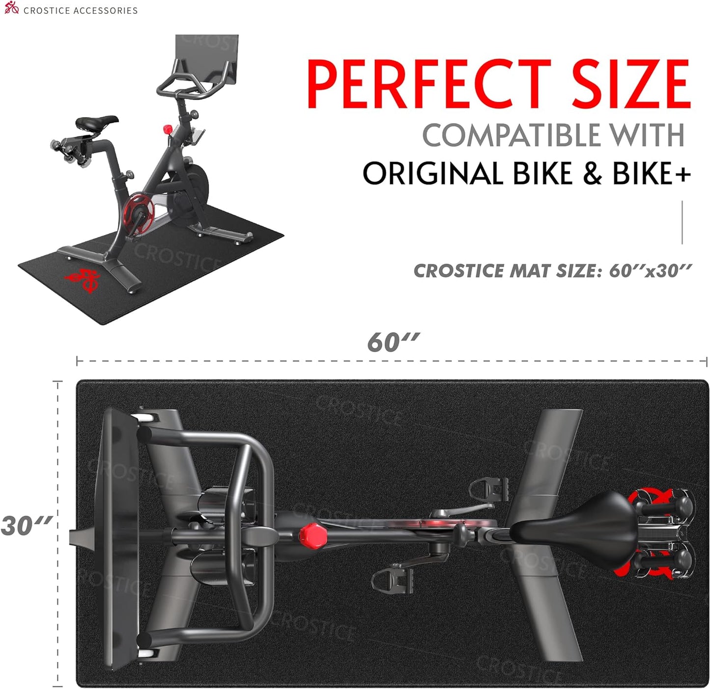 Bike Trainer Mat Compatible with Peloton Bike, for Treadmill & Row, THK 6Mm, under Mat Protect Hardwood Floor Carpet, Trainer Accessory for Indoor Stationary Exercise Bike