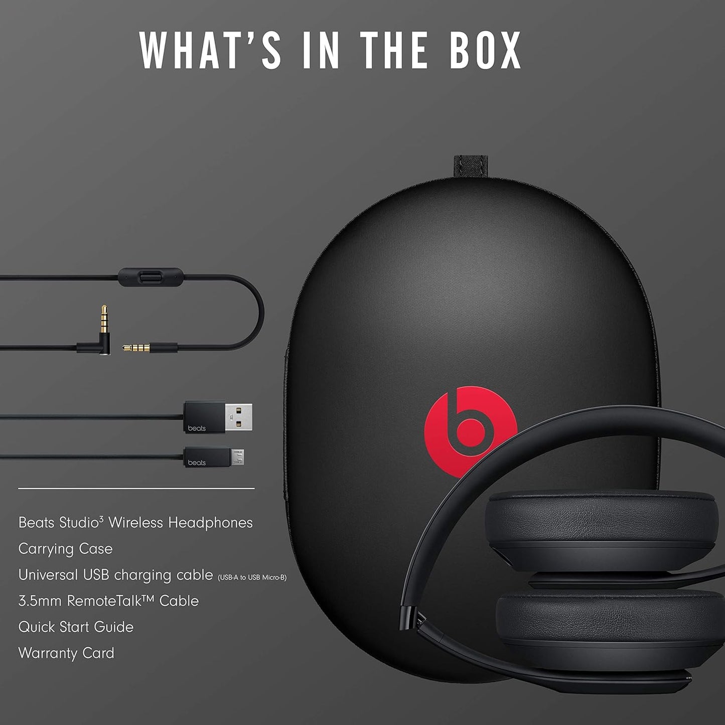 Studio3 Wireless Noise Cancelling Over-Ear Headphones - Apple W1 Headphone Chip, Class 1 Bluetooth, 22 Hours of Listening Time, Built-In Microphone - Matte Black