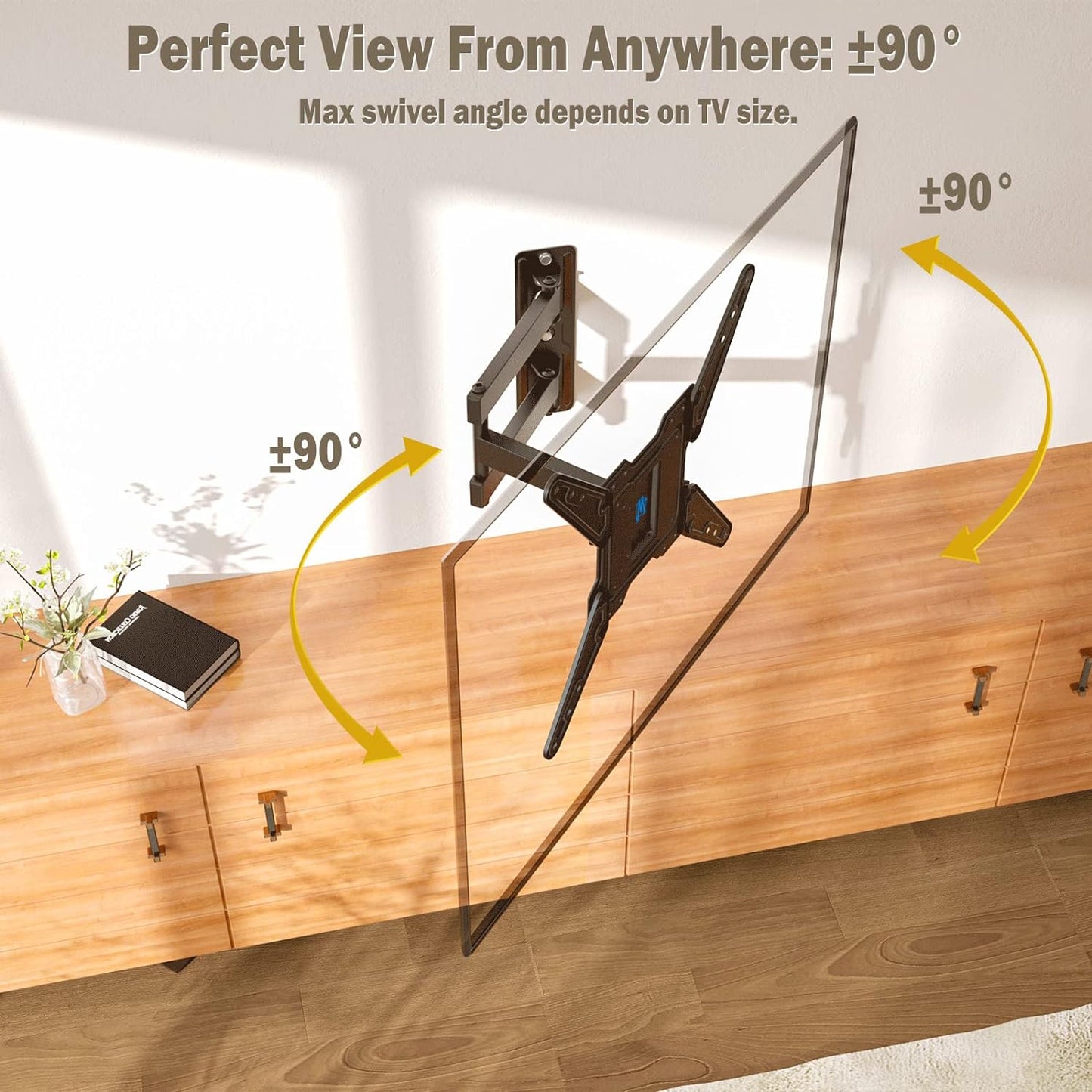 UL Listed TV Wall Mount for Most 26-55 Inch Tvs, Full Motion TV Mount with Perfect Center Design, Articulating Wall Mount TV Bracket Swivel and Tilt, Max VESA 400X400Mm, up to 77LBS