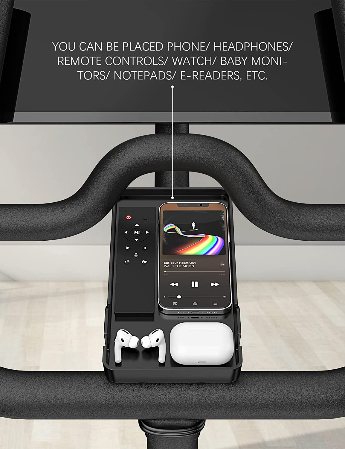 Phone Holder for Peloton Bike and Accessories, Built-In Anti-Slip Silicone Mat Mount Tray, Peloton Phone Holder for Iphone, Ipad - Easy Installation