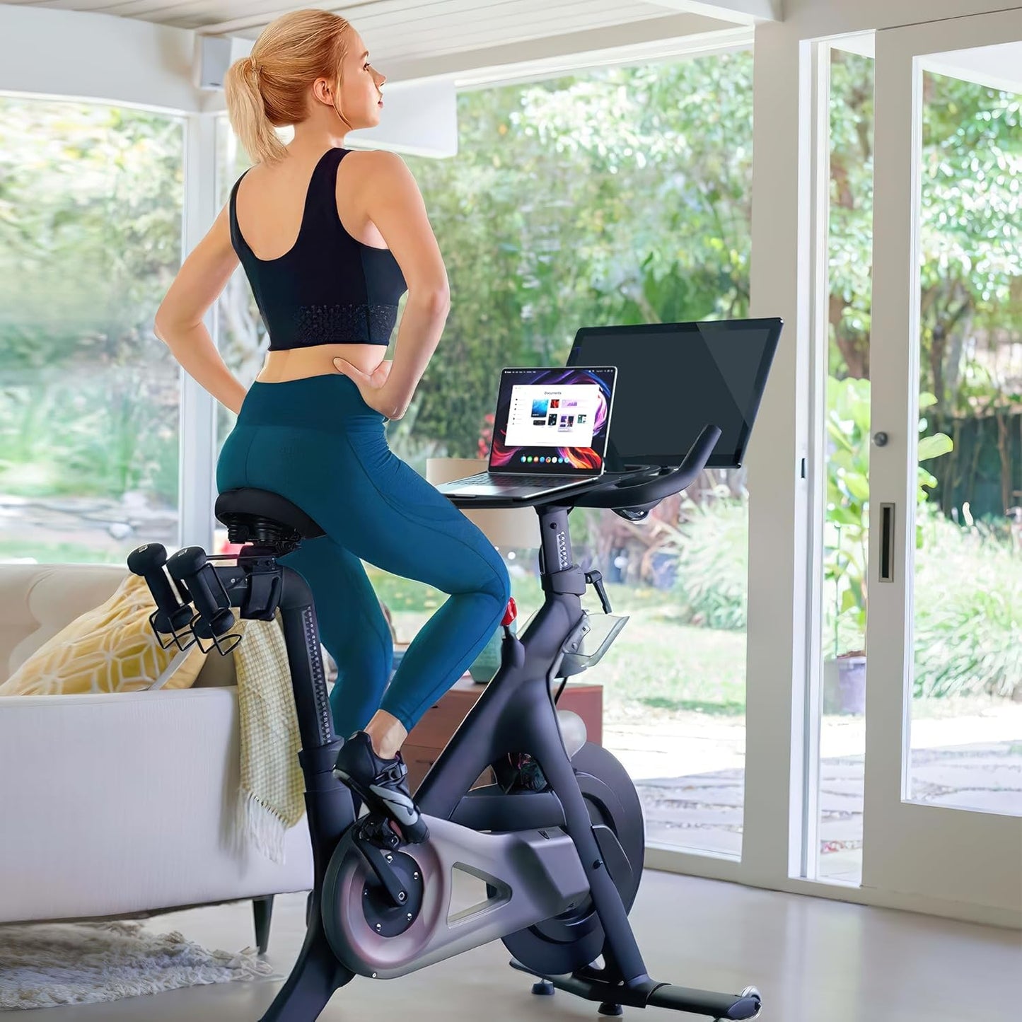All-New Laptop Tray for Peloton Bike, Upgraded Desk Tray Holder Attachment for Tablets & Laptops or Phones with Anti-Scratch Silicone Layer, Accessories for Peloton (Not for Peloton Bike+)