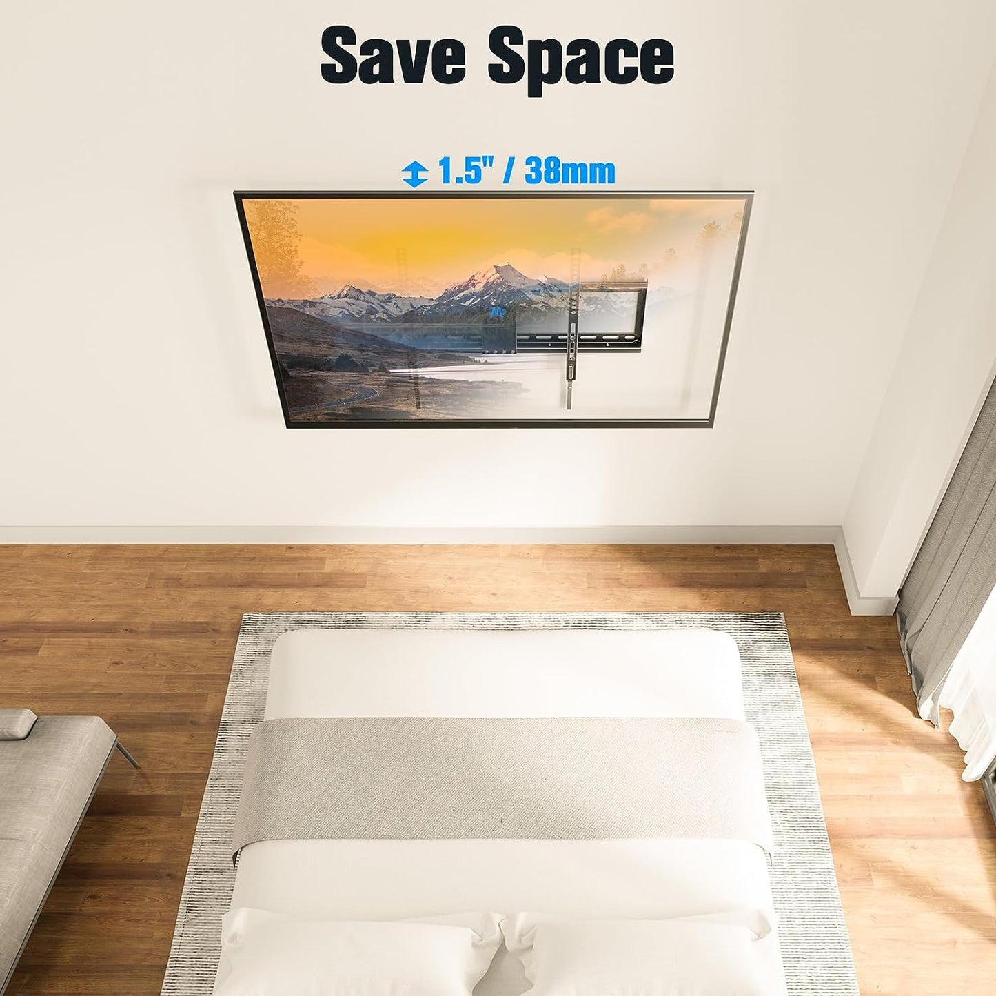 UL Listed TV Mount for Most 37-75 Inch TV, Universal Tilt TV Wall Mount Fit 16", 18", 24" Stud with Loading Capacity 132Lbs, Max Vesa 600 X 400Mm, Low Profile Flat Wall Mount Bracket