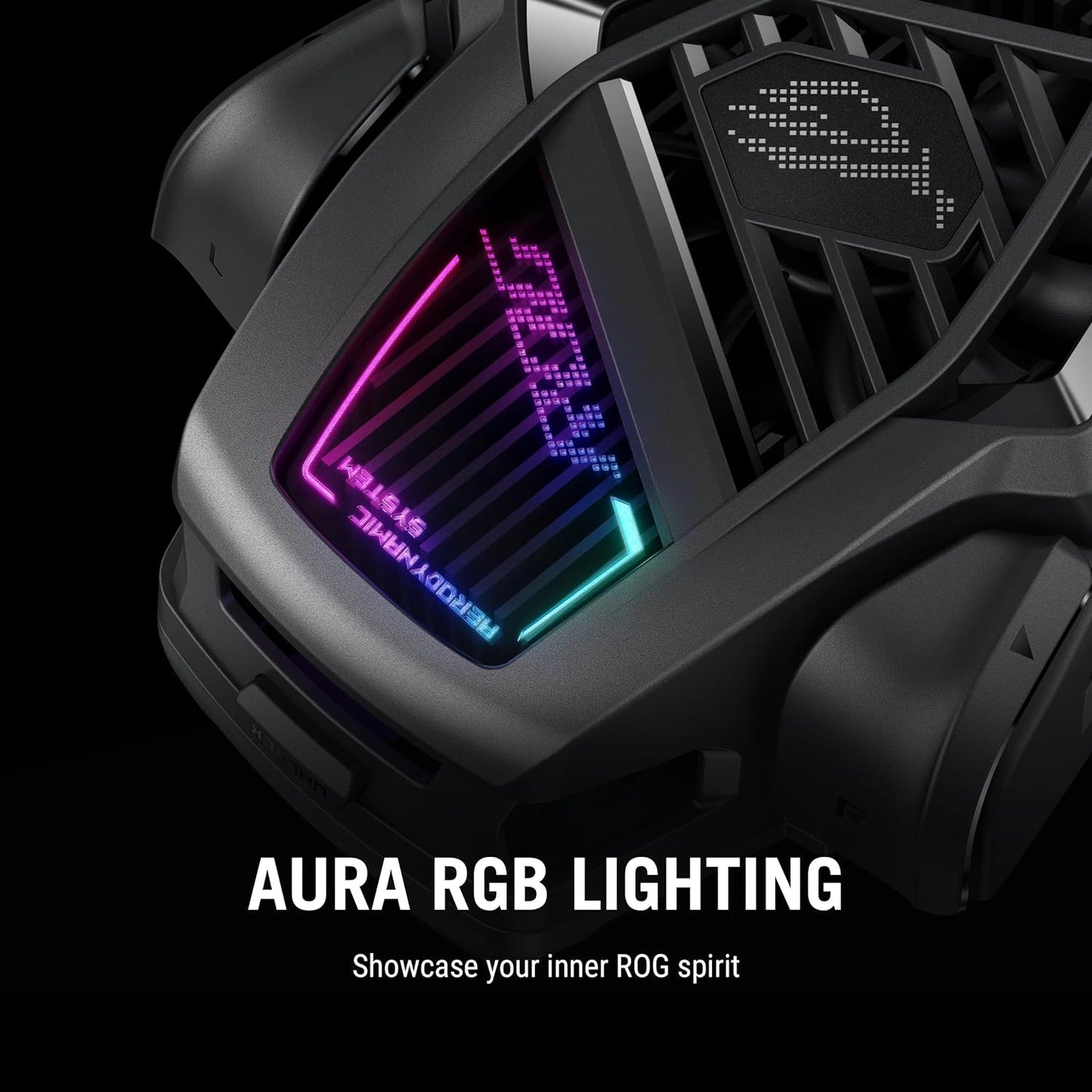 Aeroactive Cooler X, Black, Cooling Pad for ROG Phone 8 Series, Portable, Built-In Kickstand, Dual Physical Buttons, 3.5Mm Headphone Jack, USB-C, Air Cooling Method