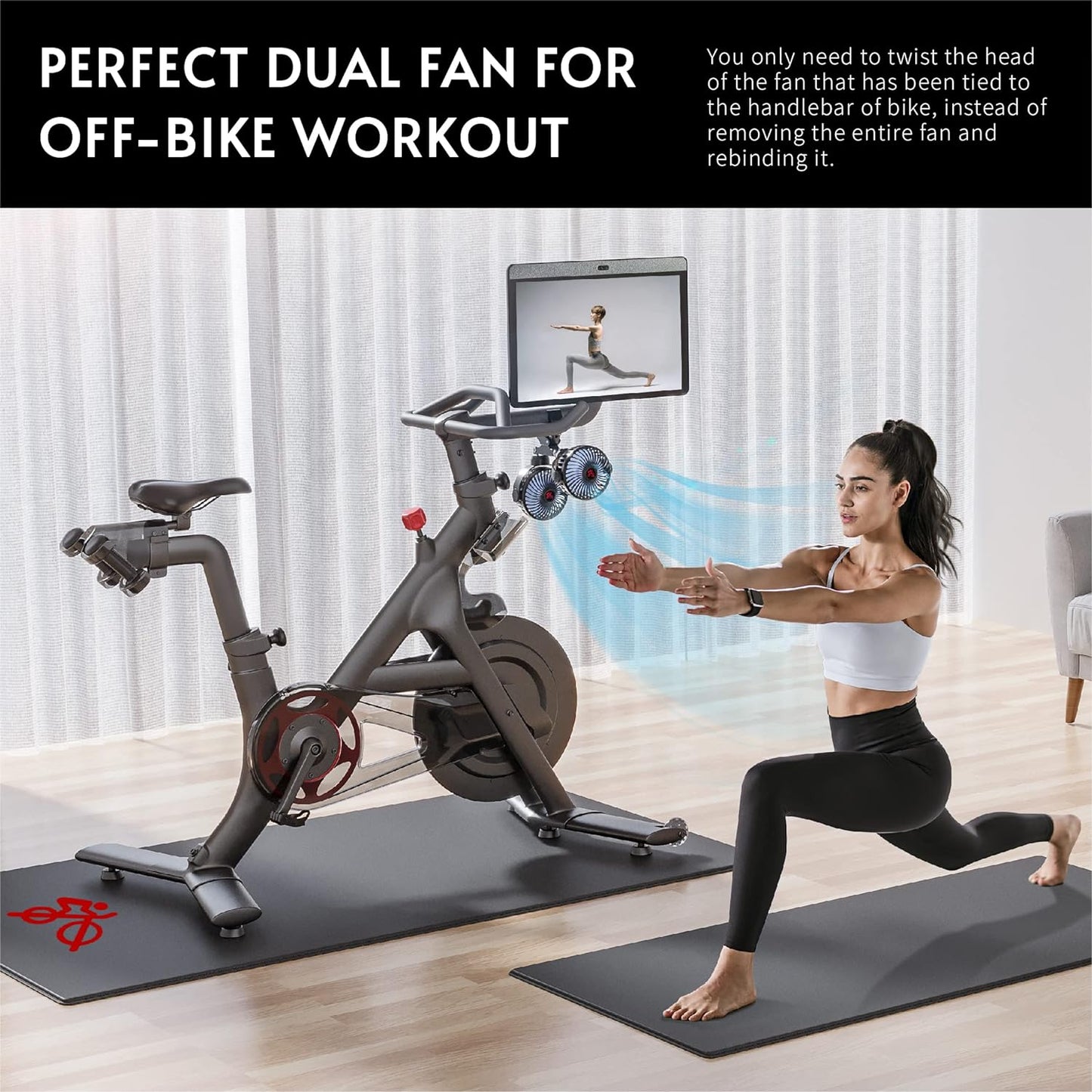 Dual Fan Compatible with Peloton Bike & Bike Plus, Upgraded Fan, Adjustable 3 Speed, Accessories for Home Gym