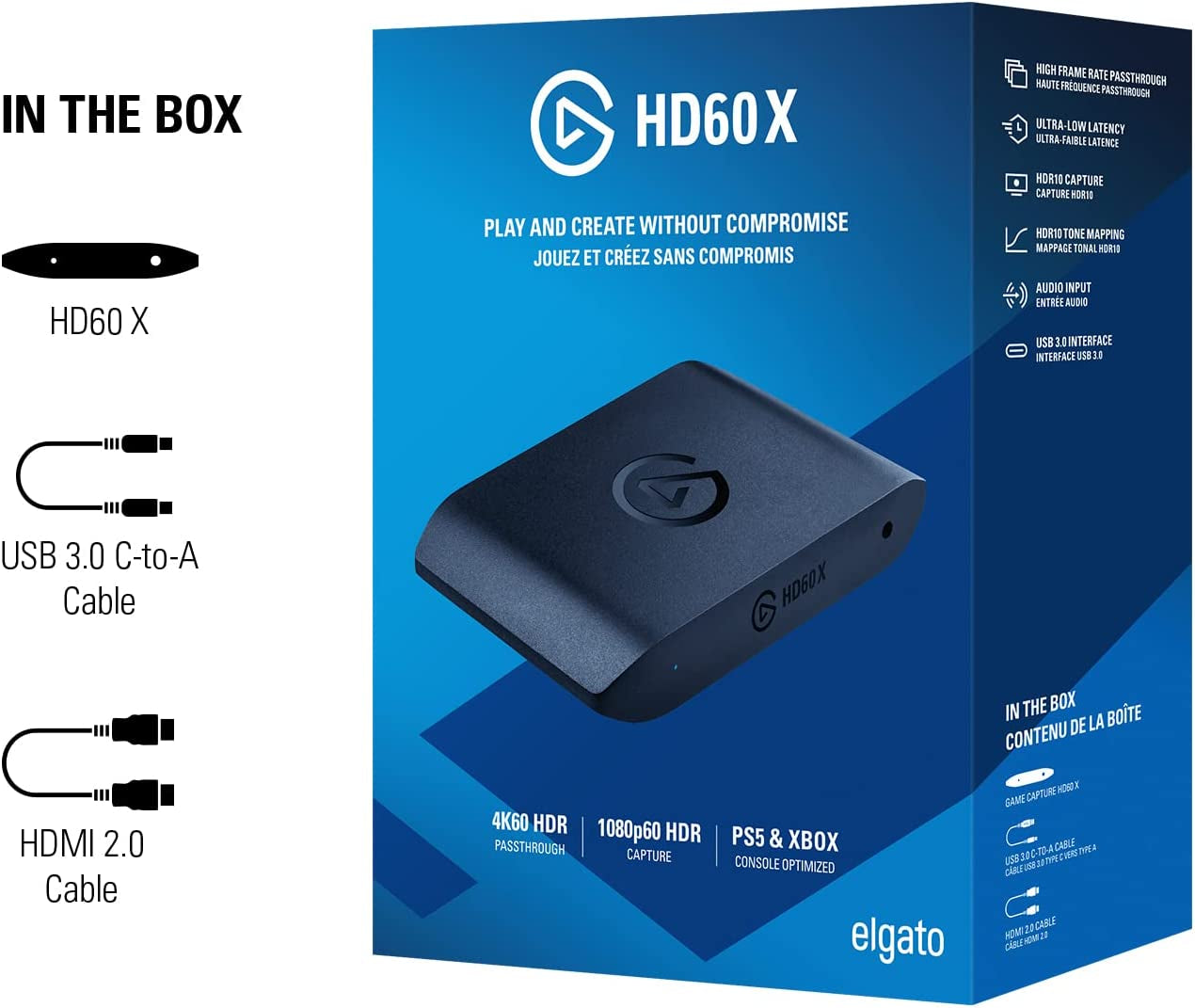 HD60 X - Stream and Record in 1080P60 HDR10 or 4K30 with Ultra-Low Latency on PS5, Ps4/Pro, Xbox Series X/S, Xbox One X/S, in OBS and More, Works with PC and Mac