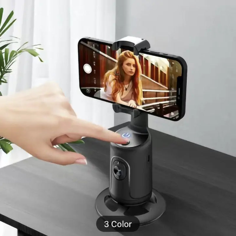 Automatic Face following Gimbal Tripod, 360° Rotatable Desktop Phone Holder with Remote Control, Al Gesture Phone Camera Holder for Live Streaming, Vlogging & Photography