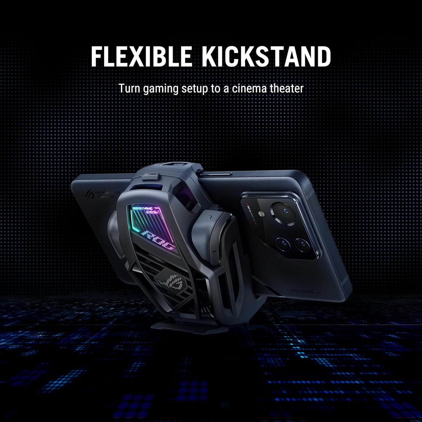 Aeroactive Cooler X, Black, Cooling Pad for ROG Phone 8 Series, Portable, Built-In Kickstand, Dual Physical Buttons, 3.5Mm Headphone Jack, USB-C, Air Cooling Method