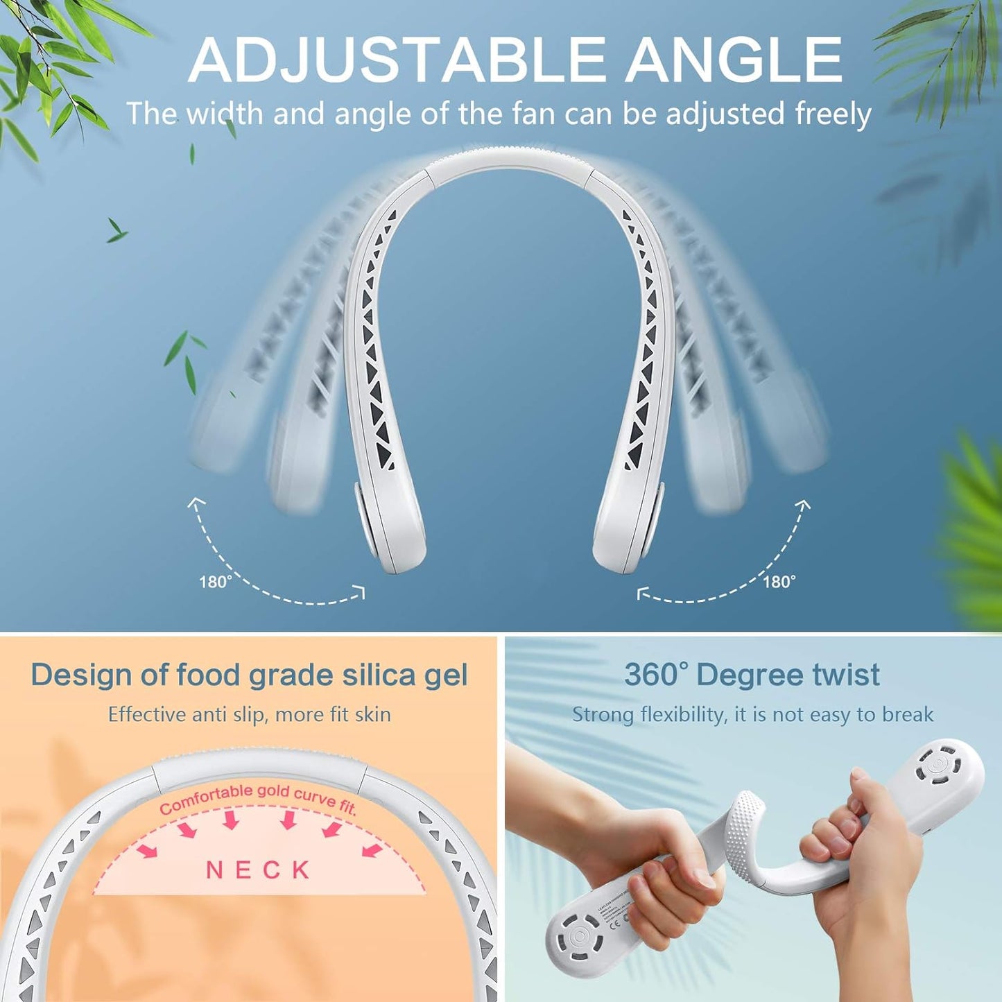 the Portable Neck Fan from Popular Earphone Design,The Leafless Neck Fan Perfect for Personal Fan,With Features,Mini Fan, Ultra-Quiet, Battery Powered Fan, Suitable for Outdoor Sports