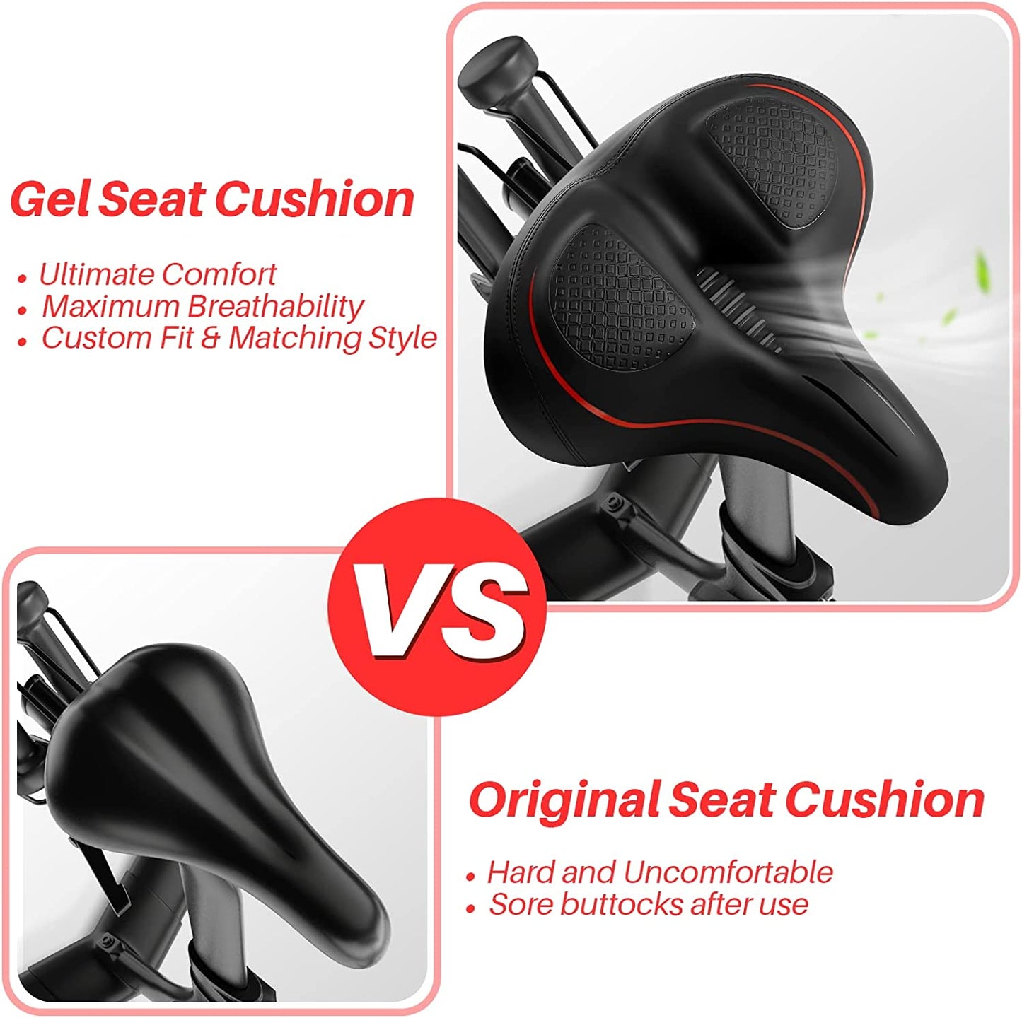 Oversized Bike Seat for Peloton Bike & Bike+, Comfort Seat Cushion Compatible with Peloton, Road or Exercise Bikes, Bicycle Wide Saddle Replacement for Men & Women, Accessories for Peloton