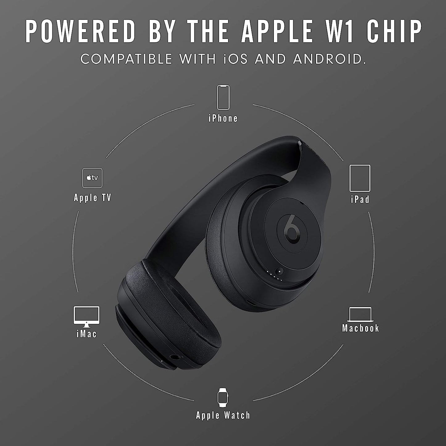 Studio3 Wireless Noise Cancelling Over-Ear Headphones - Apple W1 Headphone Chip, Class 1 Bluetooth, 22 Hours of Listening Time, Built-In Microphone - Matte Black