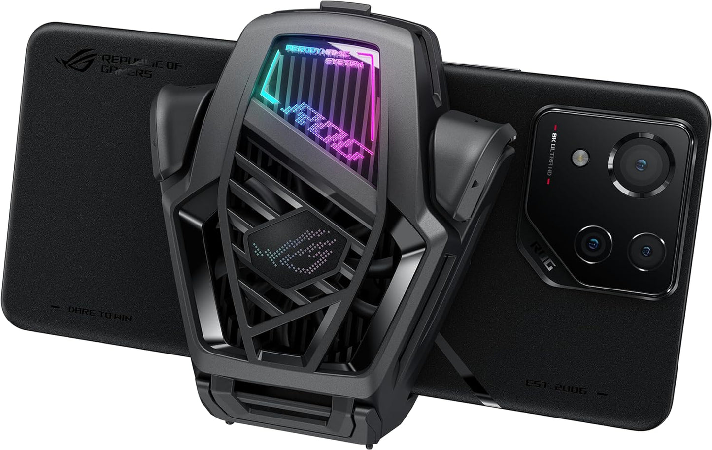 Aeroactive Cooler X, Black, Cooling Pad for ROG Phone 8 Series, Portable, Built-In Kickstand, Dual Physical Buttons, 3.5Mm Headphone Jack, USB-C, Air Cooling Method