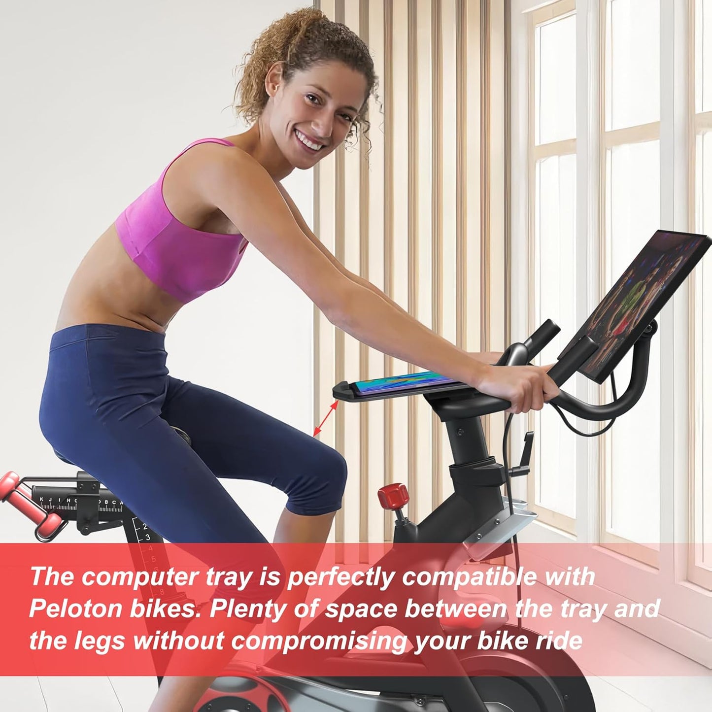 All-New Laptop Tray for Peloton Bike, Upgraded Desk Tray Holder Attachment for Tablets & Laptops or Phones with Anti-Scratch Silicone Layer, Accessories for Peloton (Not for Peloton Bike+)