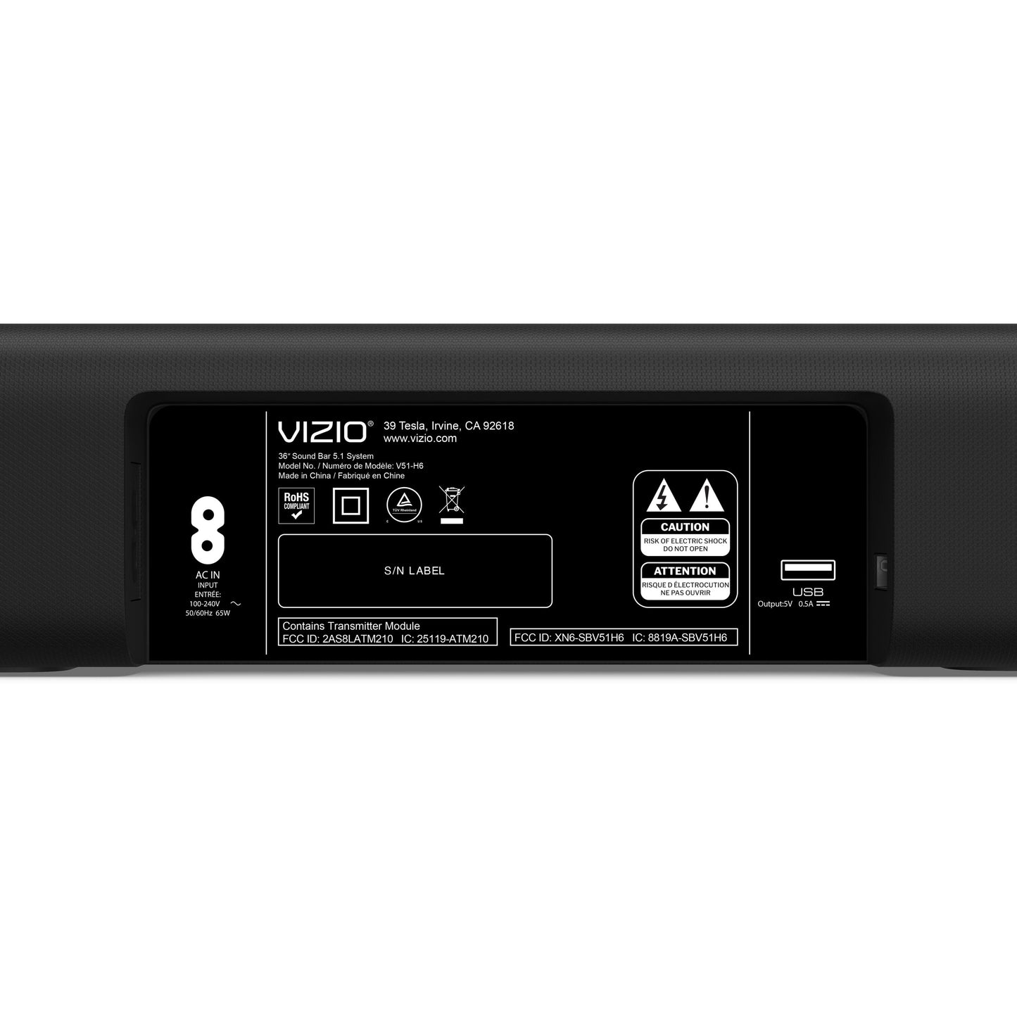 V-Series 5.1 Home Theater Sound Bar with DTS Virtual:X, Bluetooth, HDMI ARC V51X-J6