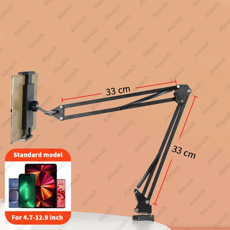 Tablet Holder for Bed Ipad Stand 360° Rotating Desktop Phone Mount with Aluminum Arm for 4.5"~12.9" Xiaomi Lenovo Samsung Tablet