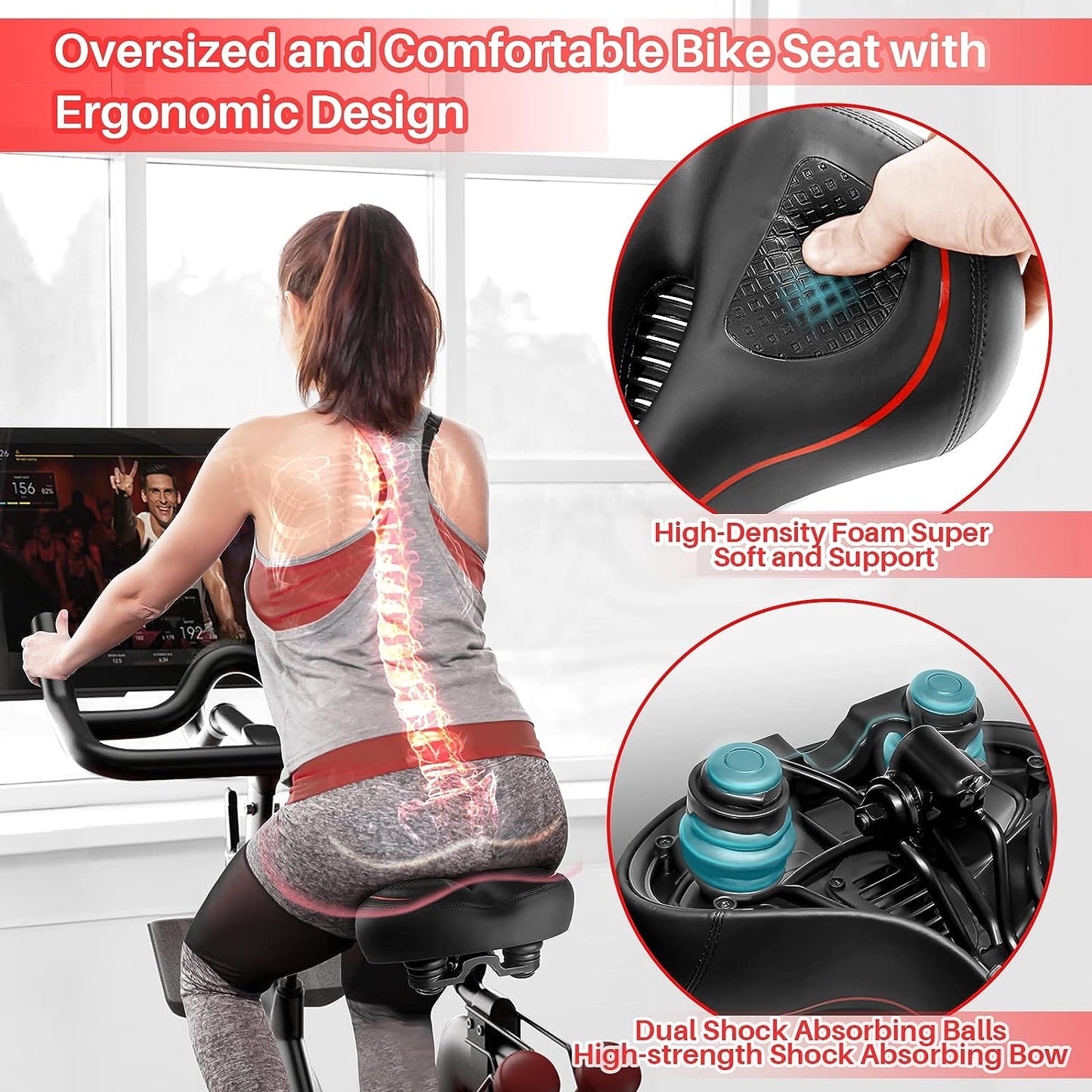 Oversized Bike Seat for Peloton Bike & Bike+, Comfort Seat Cushion Compatible with Peloton, Road or Exercise Bikes, Bicycle Wide Saddle Replacement for Men & Women, Accessories for Peloton