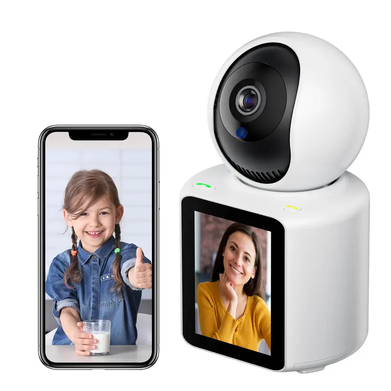 2K Video Call Security Camera Indoor, Nanny Camera Monitor Pet Camera,Phone Two-Way Video,One-Touch Call,360-Degree View Wifi Camera for Home Security, Motion Tracking, IR Night Vision Indoor Camera