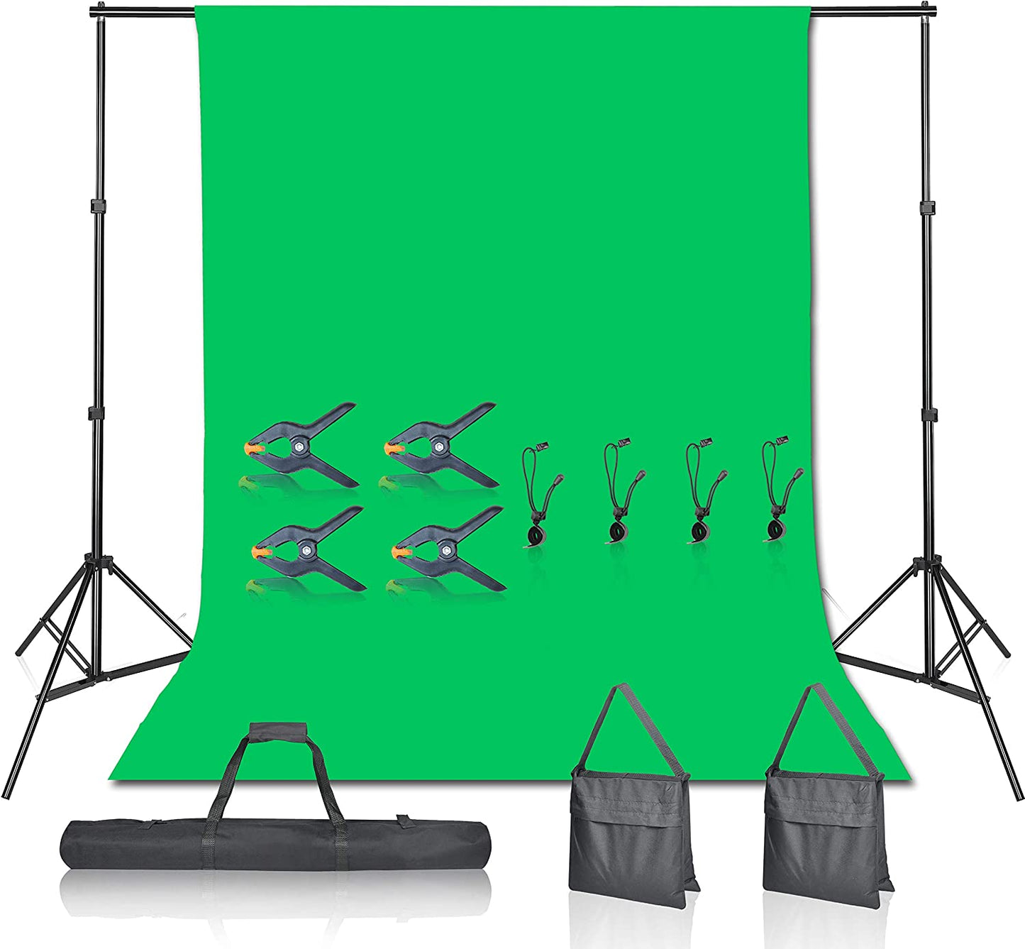 Photo Video Studio 8.5 X 10Ft Green Screen Backdrop Stand Kit, Photography Background Support System with 10 X12Ft 100% Cotton Muslin Chromakey Backdrop