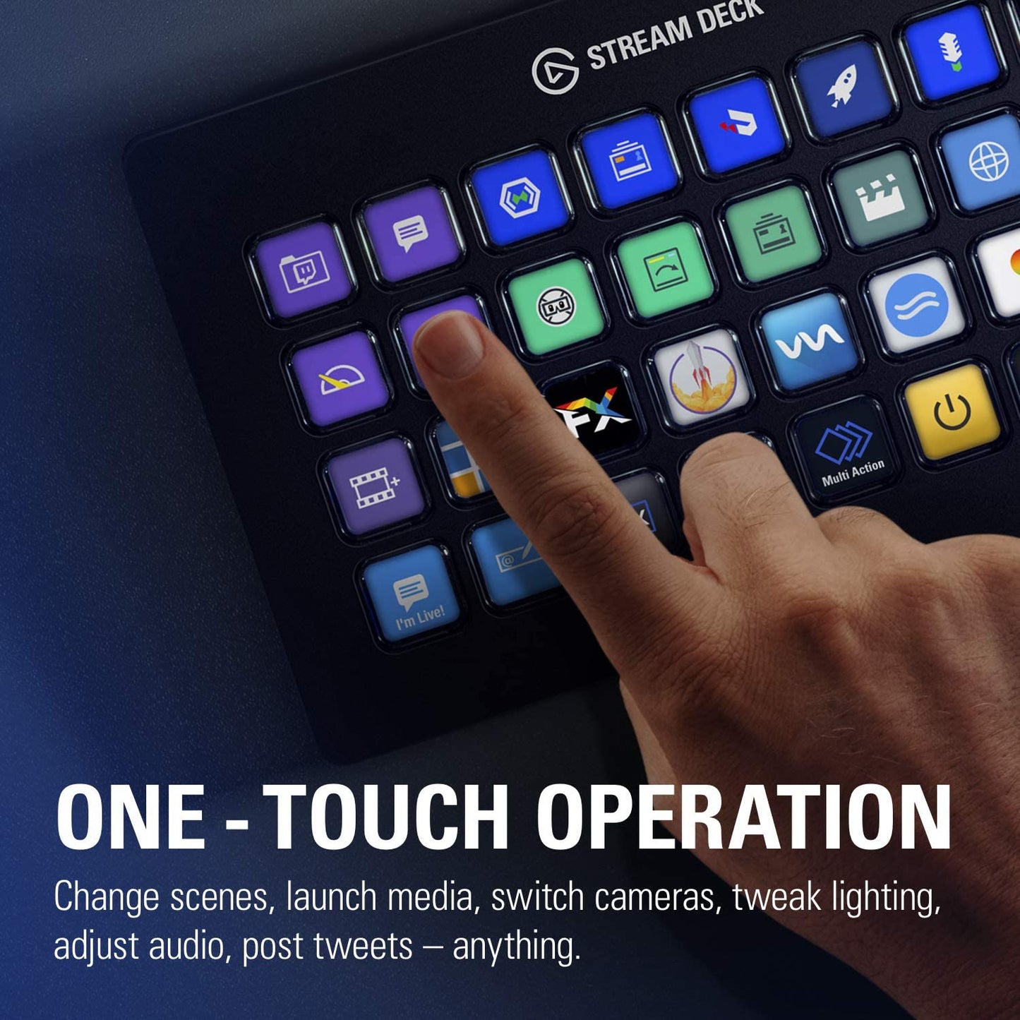 Stream Deck XL – Advanced Studio Controller, 32 Macro Keys, Trigger Actions in Apps and Software like OBS, Twitch, Youtube and More, Works with Mac and PC