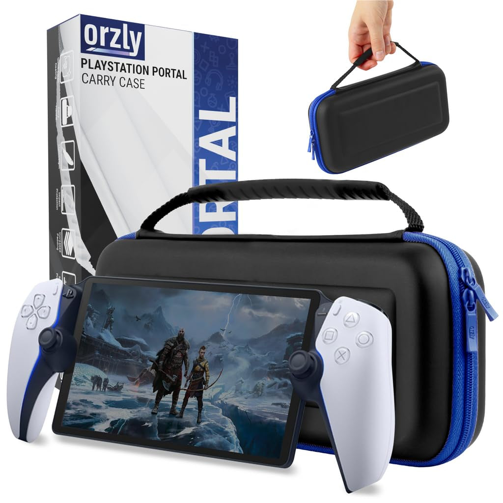 Carry Case Designed for Playstation Portal Remote Player for PS5 Console Holds Accessories, Travel and Storage Protection for Headset Charger and More WHITE/BLACK - Easy Clean Case Gift Box Edition