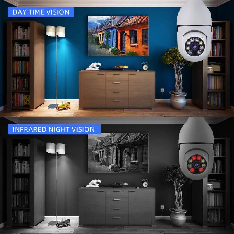 Wireless Light Bulb Security Camera, 5G&2.4Ghz Wifi, 3MP HD, Infrared Night Vision, Pan/Tilt, 2-Way Audio, Human Detection, Alexa Compatible, Micro SD, Time-Limited Offer, Back to School Gifts
