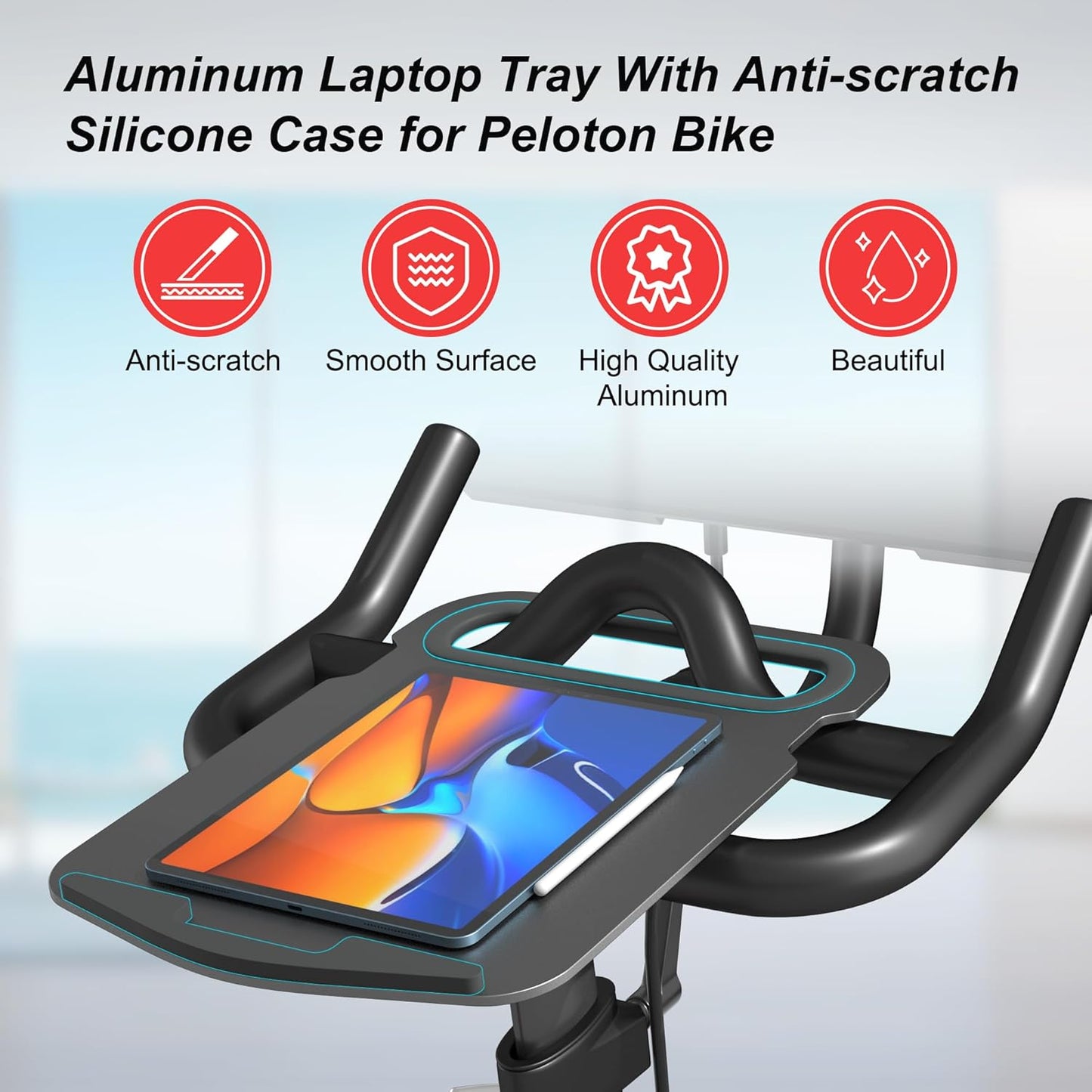 All-New Laptop Tray for Peloton Bike, Upgraded Desk Tray Holder Attachment for Tablets & Laptops or Phones with Anti-Scratch Silicone Layer, Accessories for Peloton (Not for Peloton Bike+)