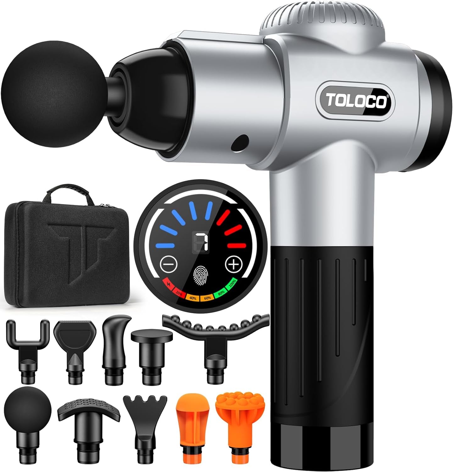 Massage Gun, Deep Tissue Back Massage for Athletes for Pain Relief, Percussion Massager with 10 Massages Heads & Silent Brushless Motor, Black
