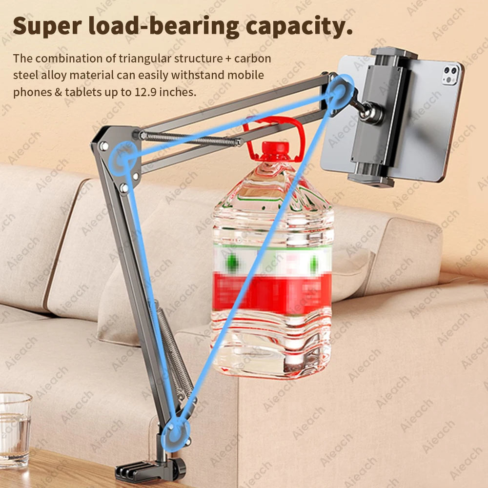 Tablet Holder for Bed Ipad Stand 360° Rotating Desktop Phone Mount with Aluminum Arm for 4.5"~12.9" Xiaomi Lenovo Samsung Tablet