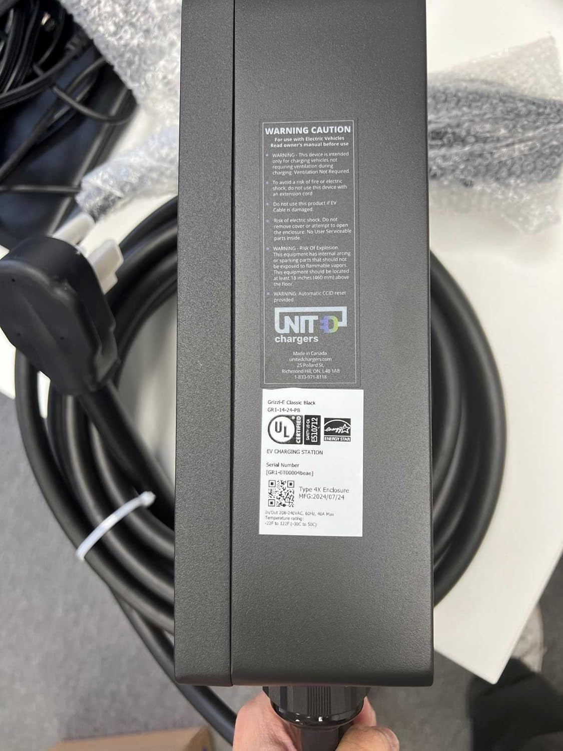 Classic, Level 2 240V / 40A Electric Vehicle (EV) Charger, UL Certified, Metal Case Enclosure, Indoor/Outdoor Electric Car Fast Wall Charging Station, NEMA 14-50 Plug, Classic Black