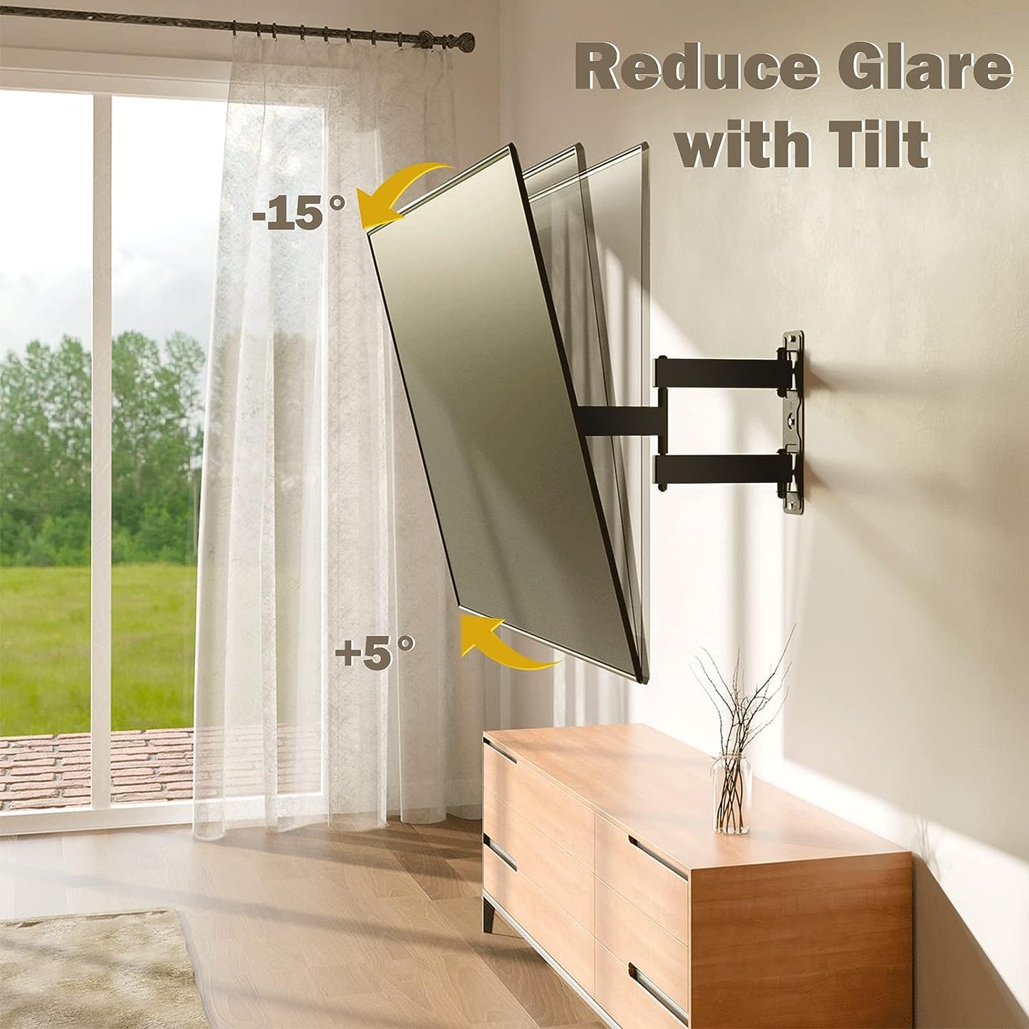 UL Listed TV Wall Mount for Most 26-55 Inch Tvs, Full Motion TV Mount with Perfect Center Design, Articulating Wall Mount TV Bracket Swivel and Tilt, Max VESA 400X400Mm, up to 77LBS