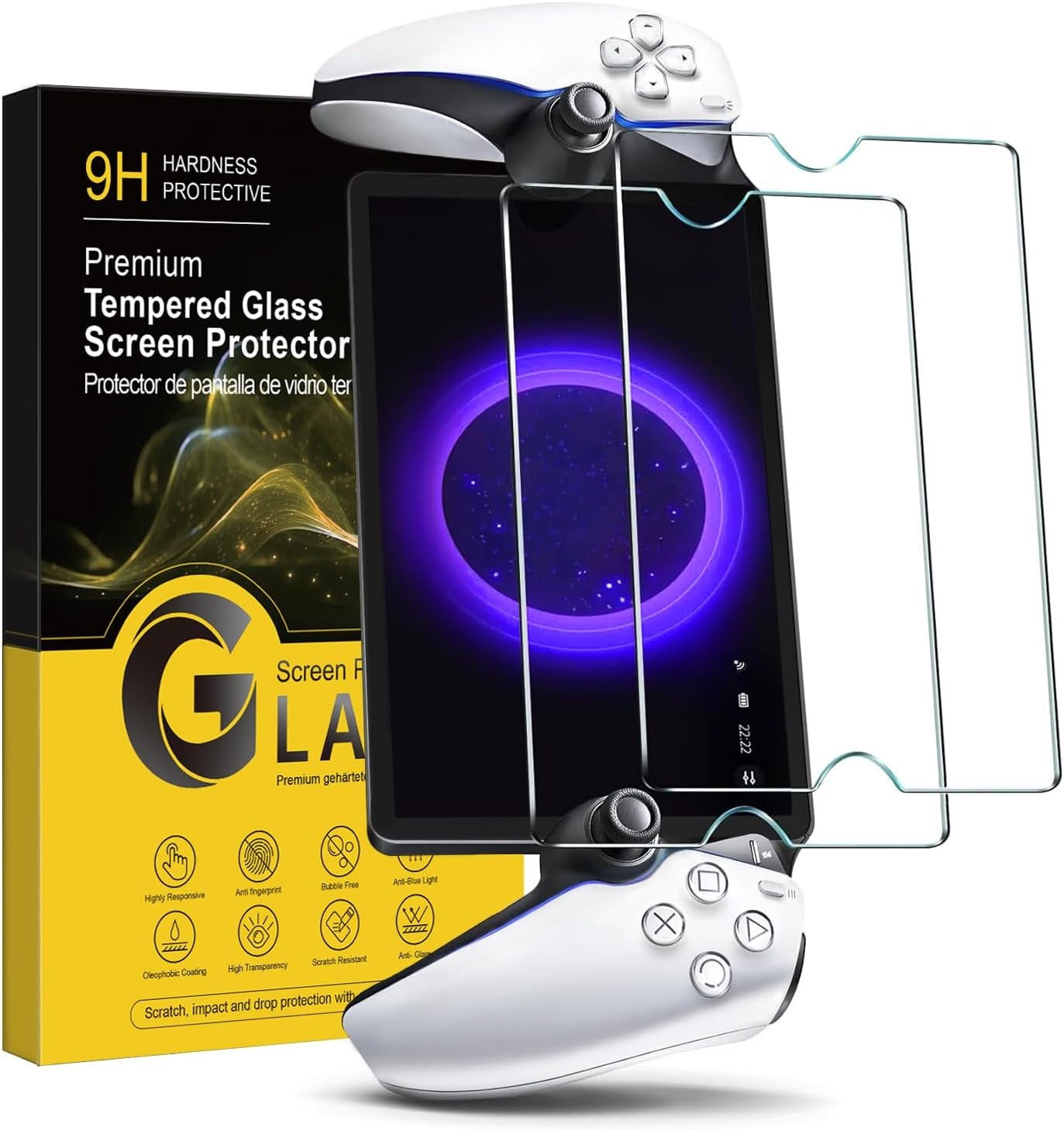 2 Pack Tempered Glass Screen Protector for Playstation Portal Remote Player - Transparent HD Clear, Anti-Scratch, Easy Installation Kit for Playstation Portal Screen Protector