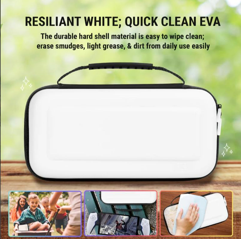 Carry Case Designed for Playstation Portal Remote Player for PS5 Console Holds Accessories, Travel and Storage Protection for Headset Charger and More WHITE/BLACK - Easy Clean Case Gift Box Edition