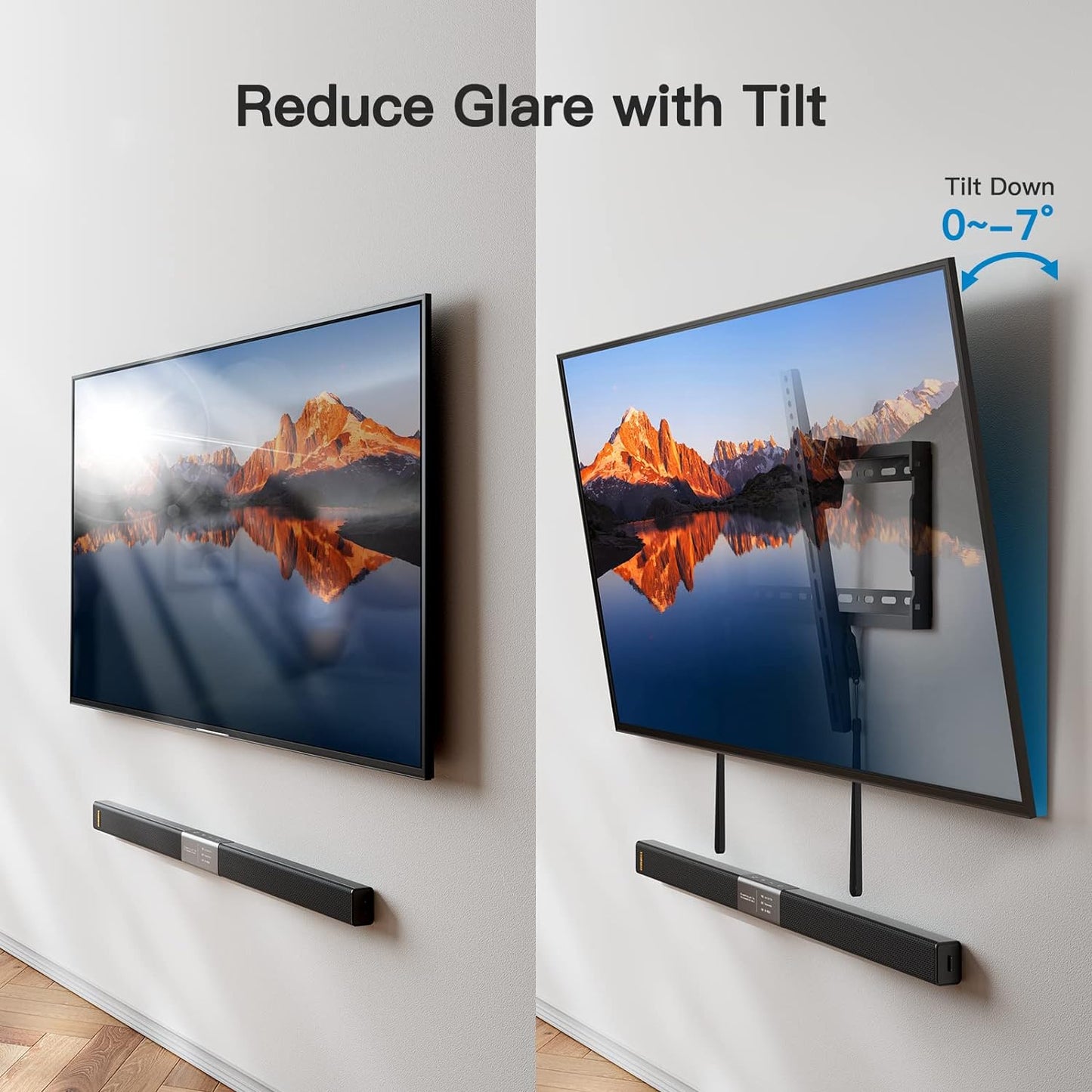 UL Listed Tilt TV Wall Mount Bracket Low Profile for Most 37-75 Inch LED LCD OLED Plasma Flat Curved Tvs, Large Tilting Mount Fits 16"-24" Wood Studs Max VESA 600X400Mm Holds up to 132Lbs